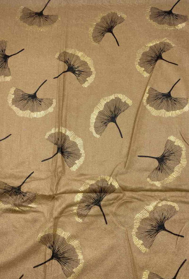 Gingko Leaf Pattern Soft Scarf: Black