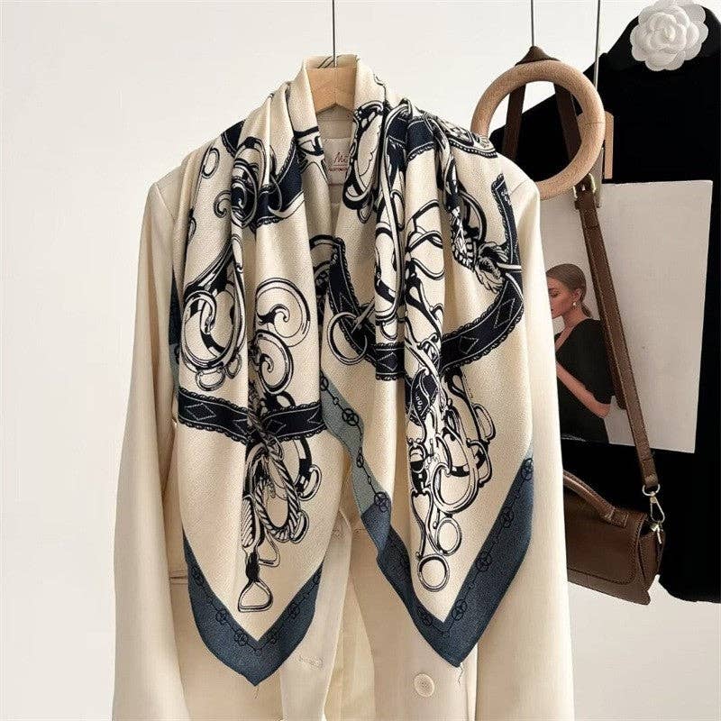Floral Print Silk Scarf - Stylish And Versatile: Brown