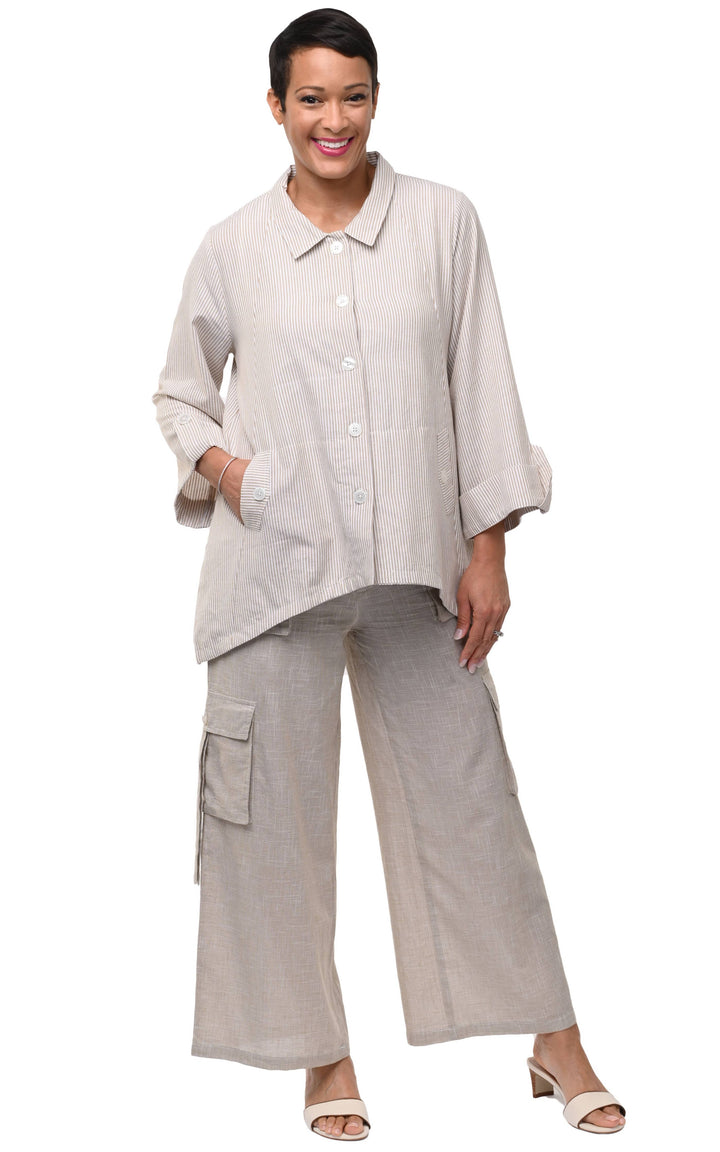 Tulip Clothing - CV1269 Leigh Jacket in Crockery Stripe*: S