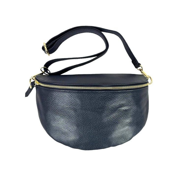 Large Italian Leather Waist Bag: Orange