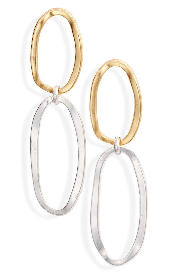 Elongated Link Drop Earring - Mixed metals: Gold/Silver Mix