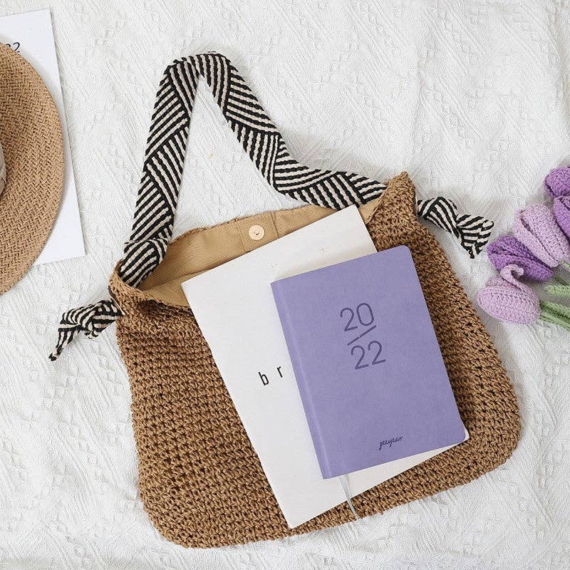 Straw Woven Beach Bag /DEEP BEIGE