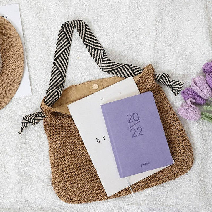 Straw Woven Beach Bag /DEEP BEIGE