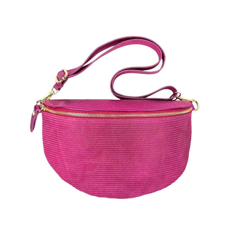 Large Suede and Leather Waist Bag: Black