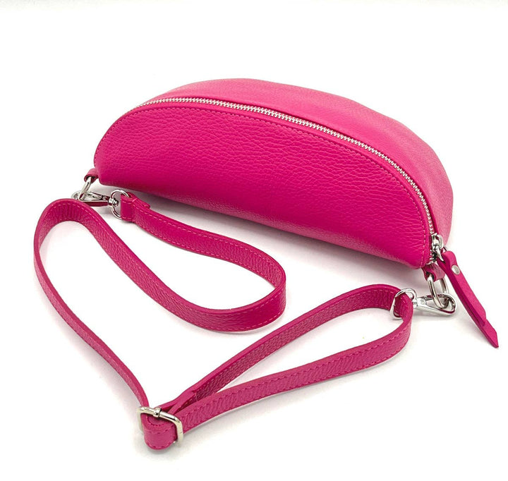 Leather Waist Bag, Made in Italy, 112466: Blk