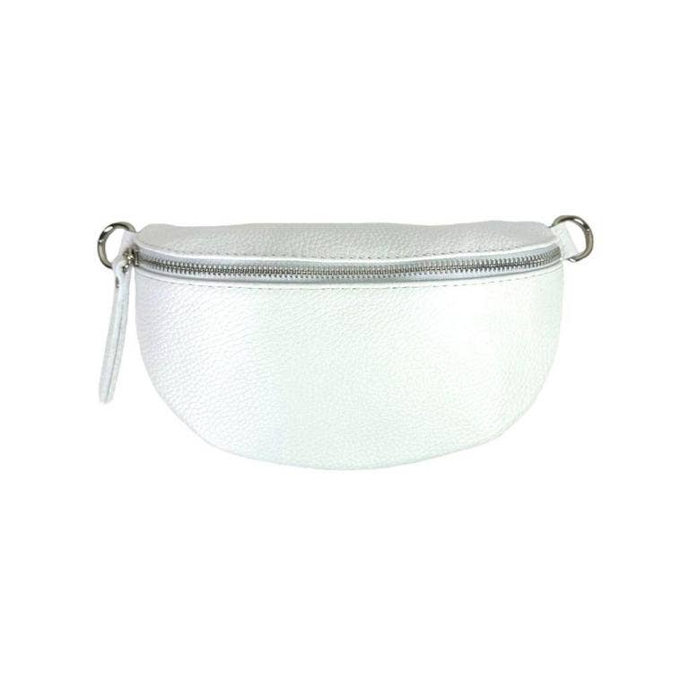 Italian Leather Waist Bag with Zipper: Taupe
