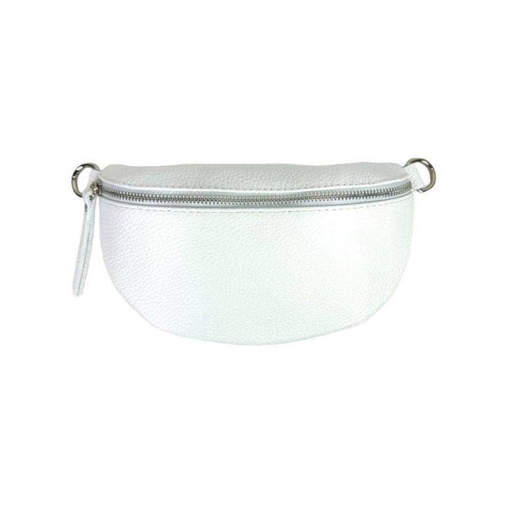 Italian Leather Waist Bag with Zipper: Taupe