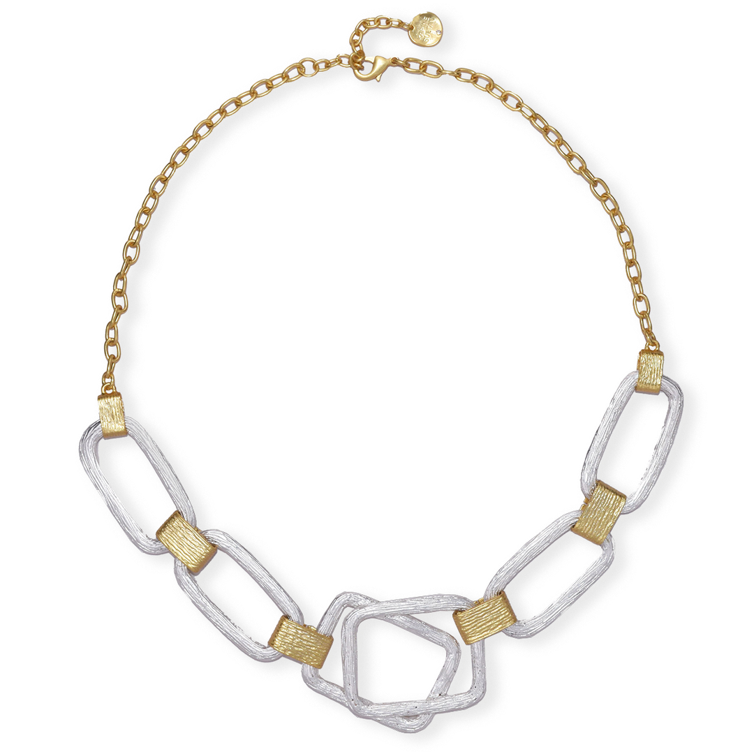 Two Tone Geometric Shapes Necklace - Sale