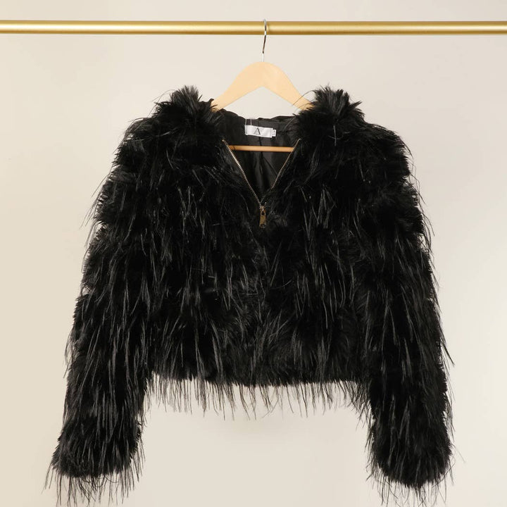 Faux Fur  ZIP JKT: Taupe / S/M