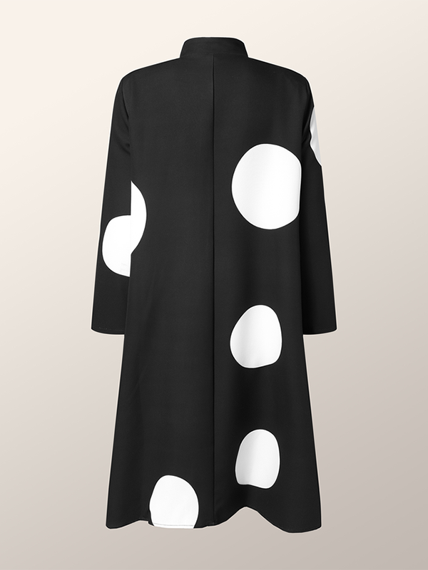 Asymmetric Polka-Dot Dress: BLACK / L
