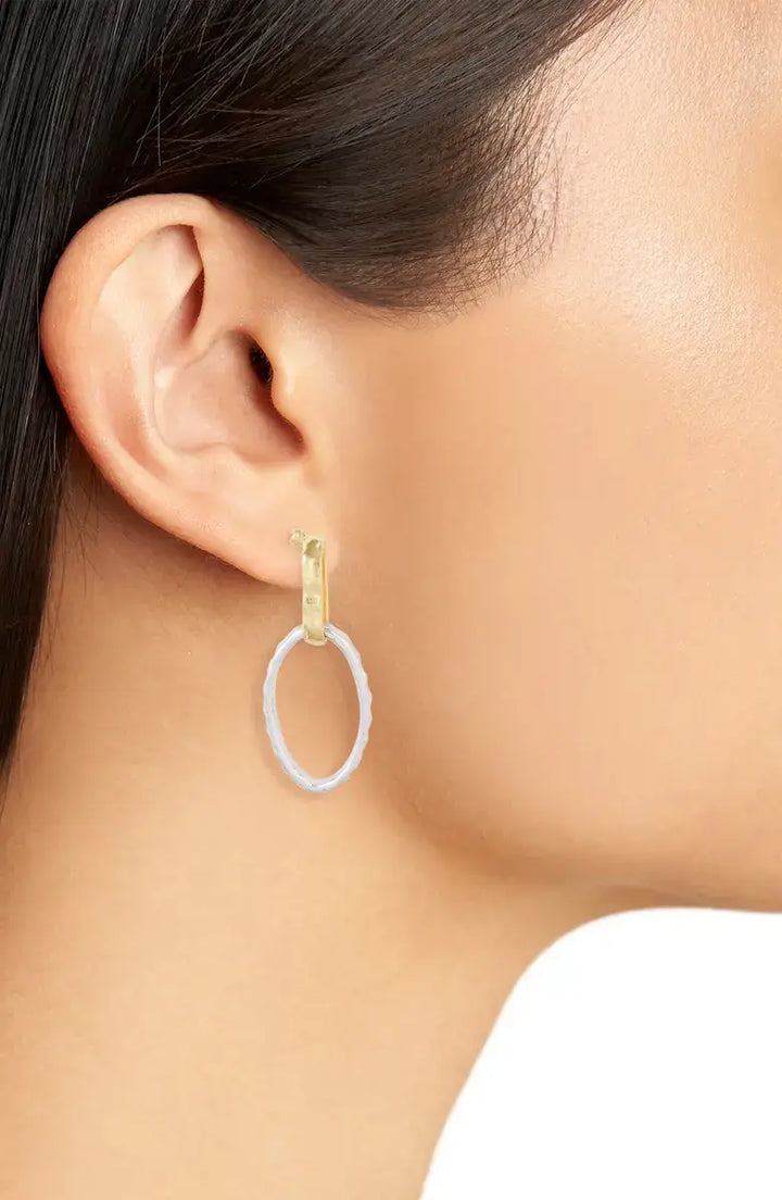 Mixed Metal Drop Earrings