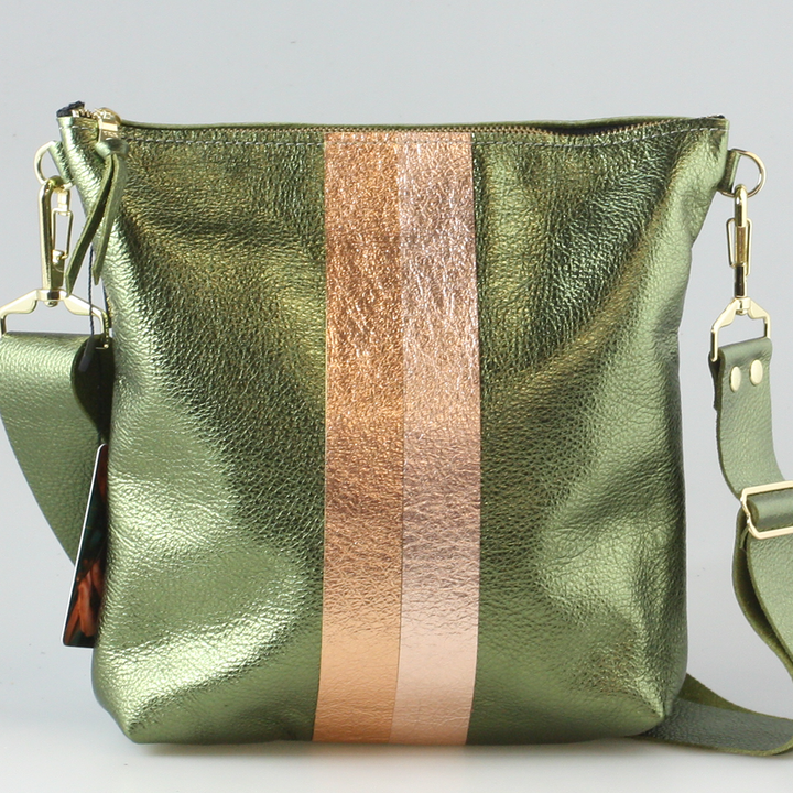 Graham Crossbody: METALLICS!: Gunmetal : Silver/IceBlue