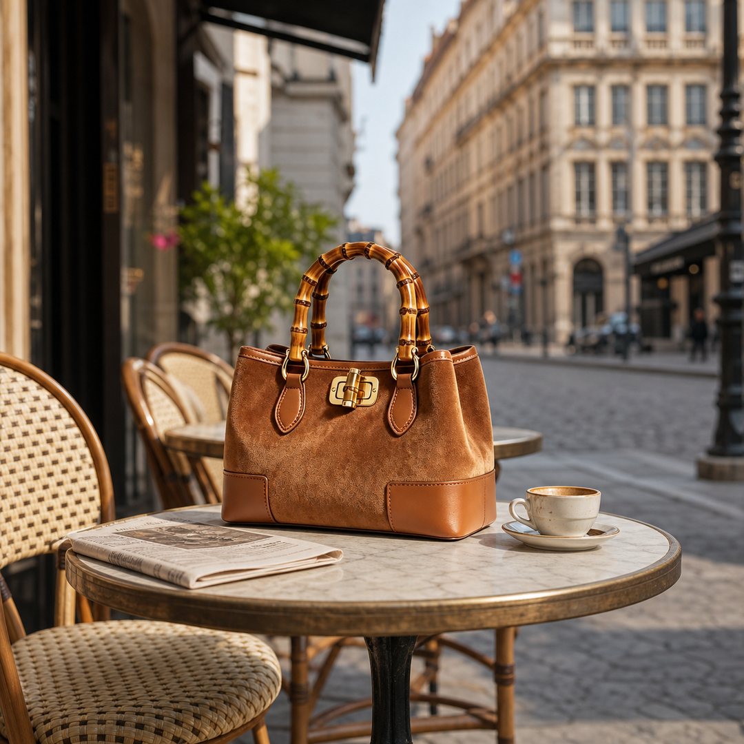 Genuine leather bamboo: Nero