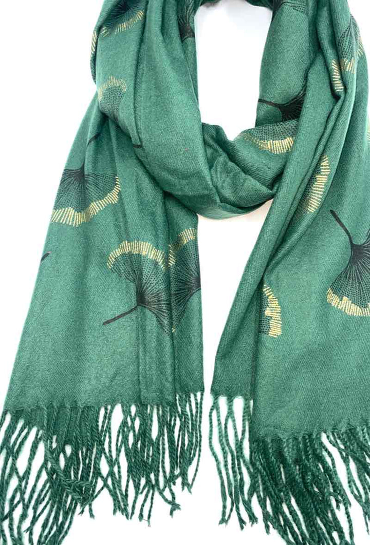 Gingko Leaf Pattern Soft Scarf: Ruddy