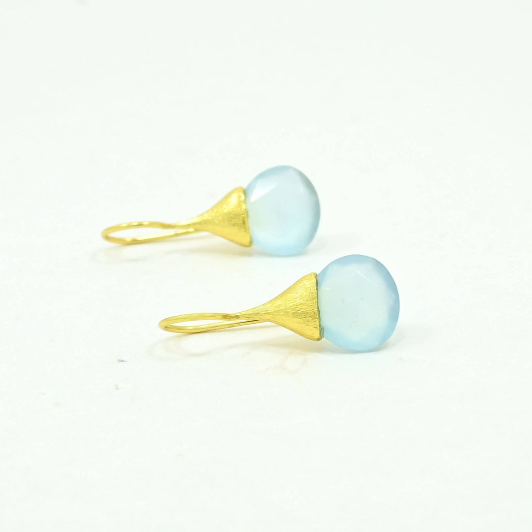 - Boho Droplet Ear - Light Aqua Chalcedony