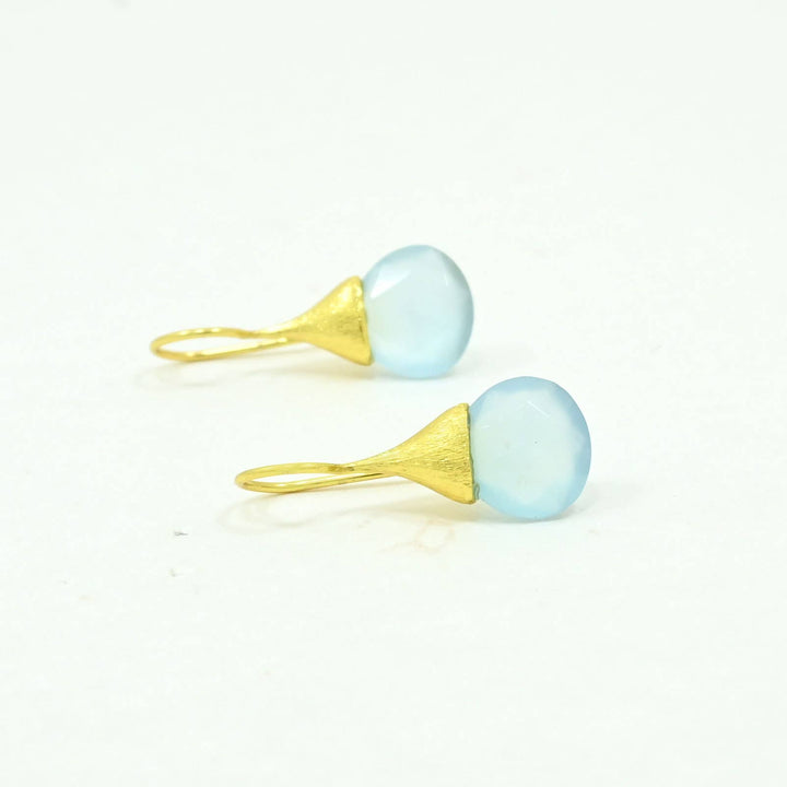 - Boho Droplet Ear - Light Aqua Chalcedony