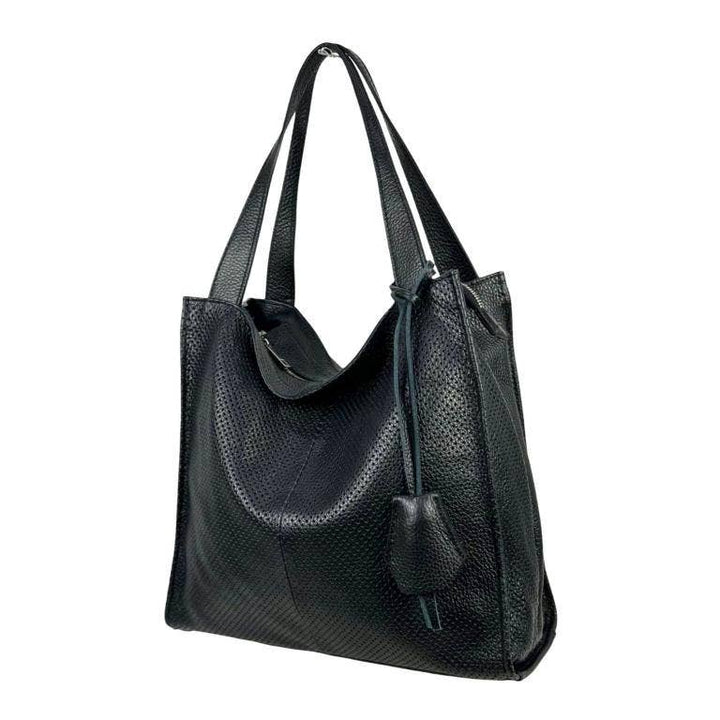Leather Shopper Bag: Khaki
