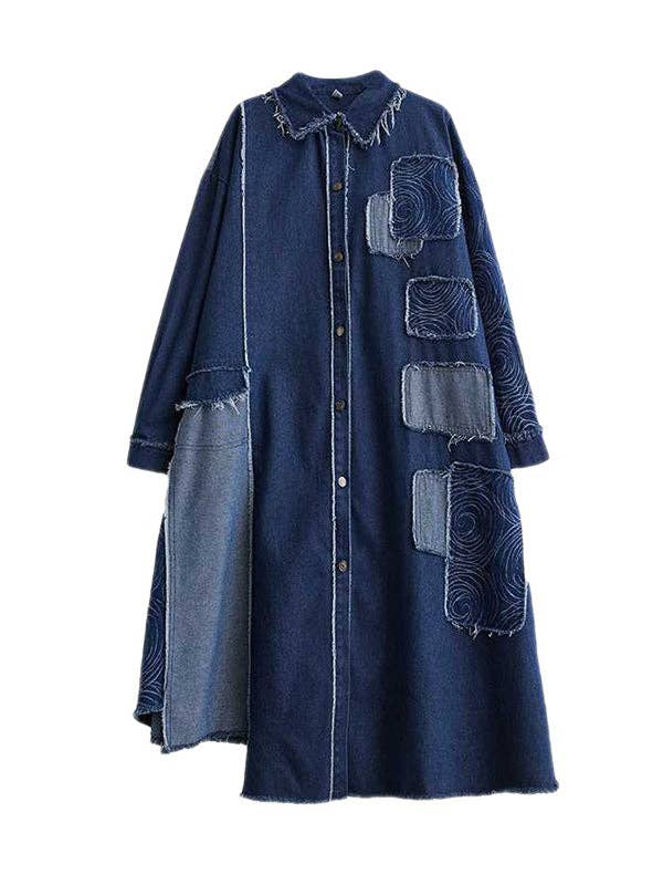Asymmetric Button Duster: BLUE / O/S
