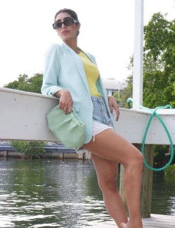 Blazer, Ruched Seafoam, Silver Queen Bee: Small