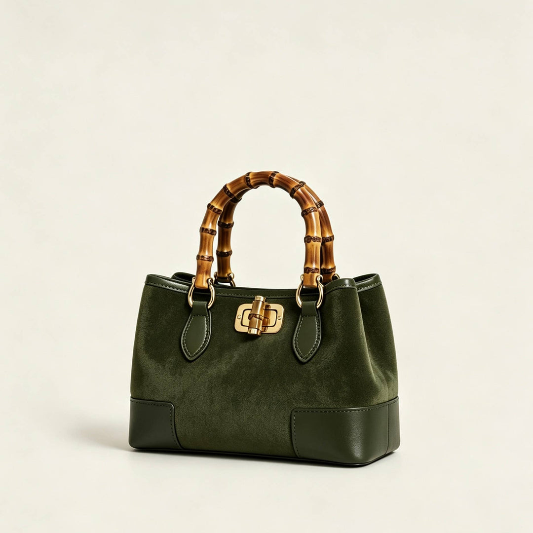 Suede Bag leather bamboo : Borgogna