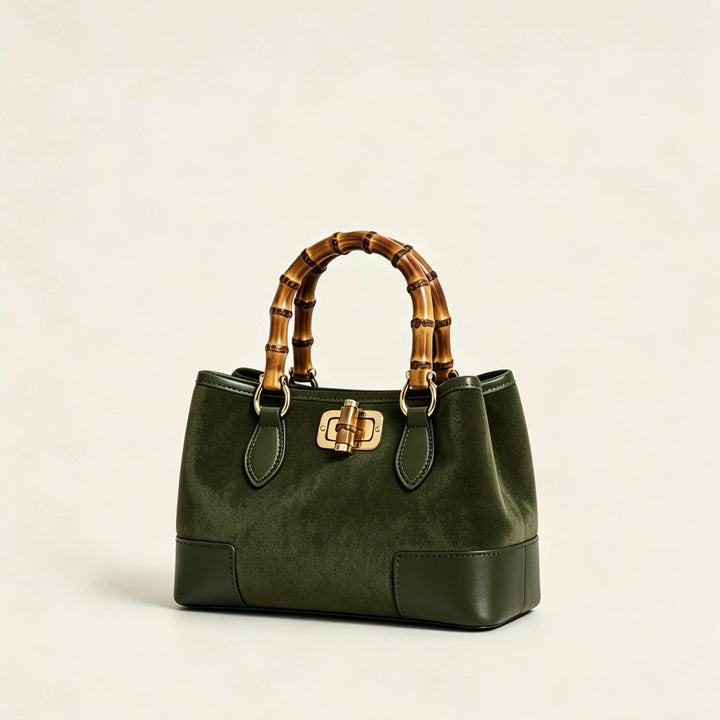 Suede Bag leather bamboo : Borgogna