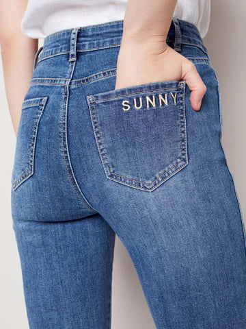 C5405 Embroidered Jeans with Frayed Tulip Hem