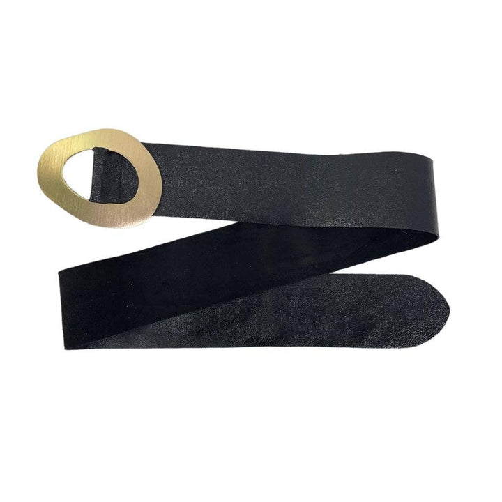 Metallic Leather Suede Belt : Olive green