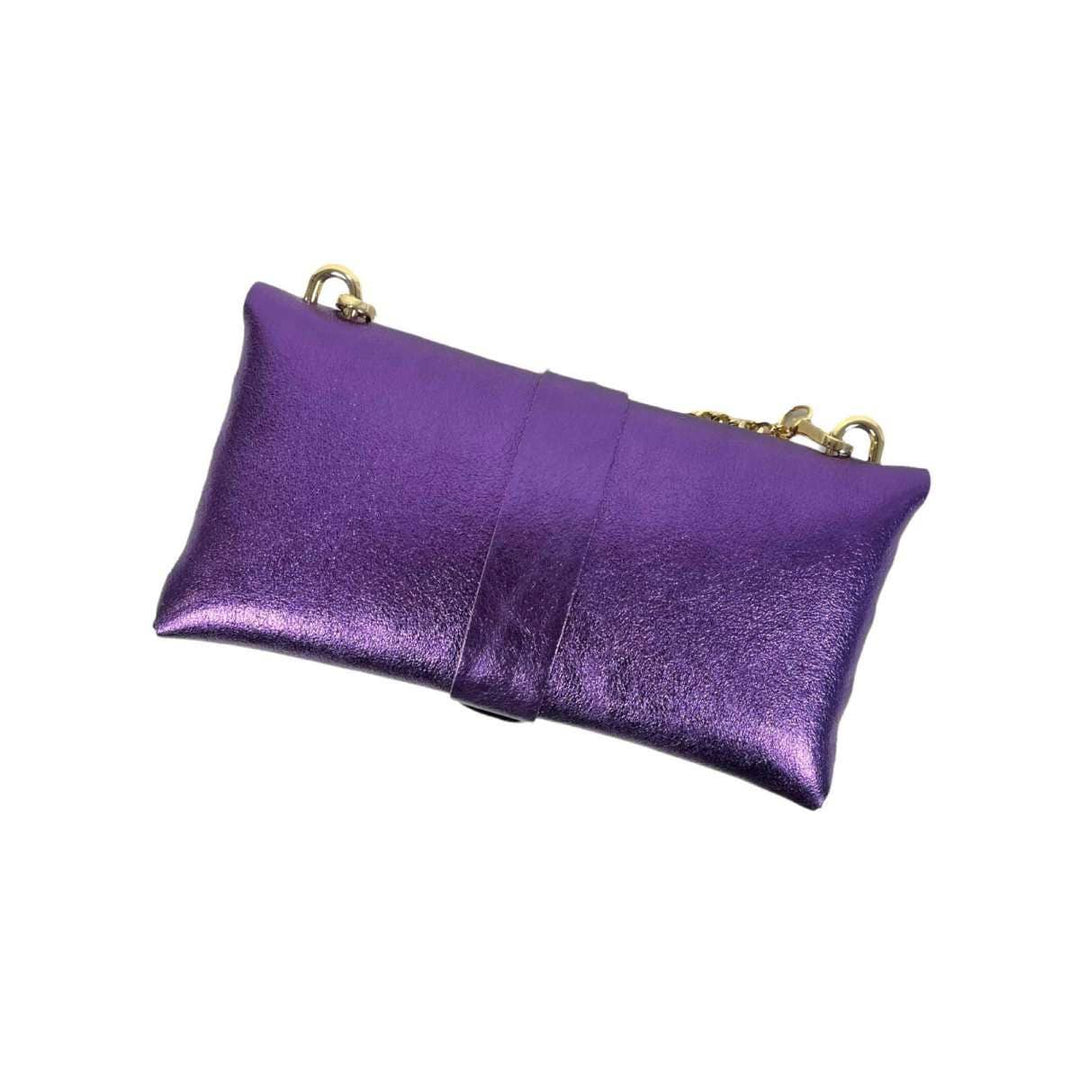 Leather Party Bag with Chain: Bottle Green