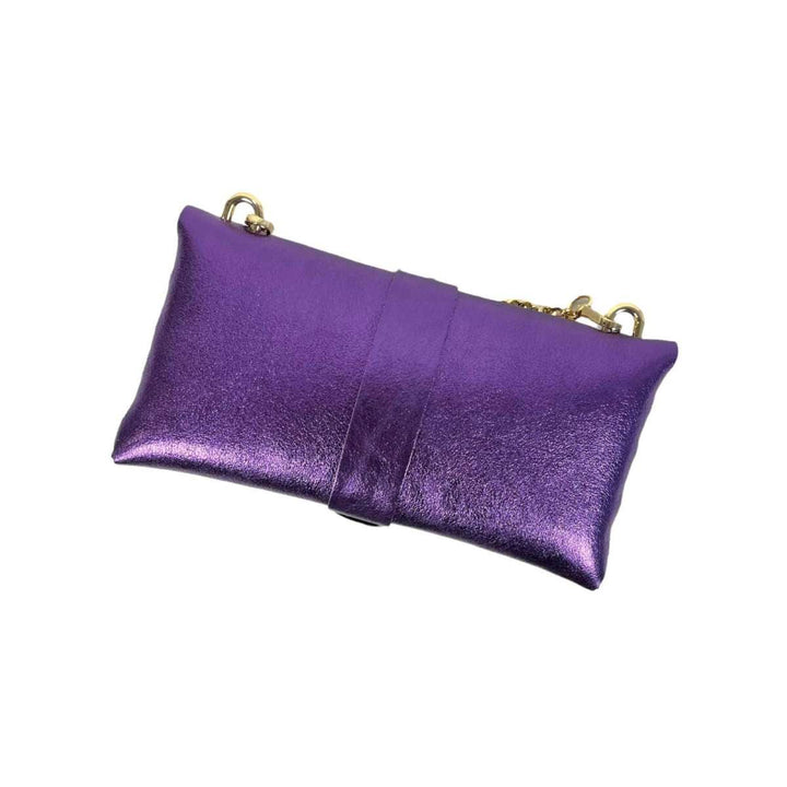 Leather Party Bag with Chain Handle and Shine Effect: Bronze