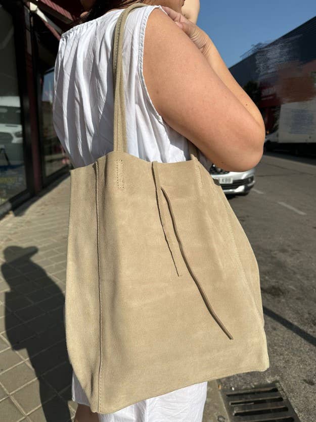 Italian Leather Bag Suede: Brown