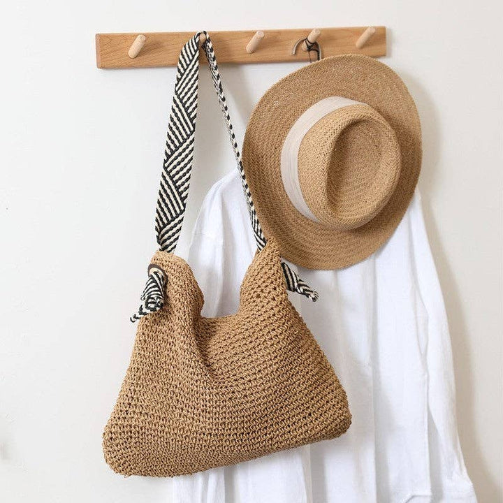 Straw Woven Beach Bag : COFFEE