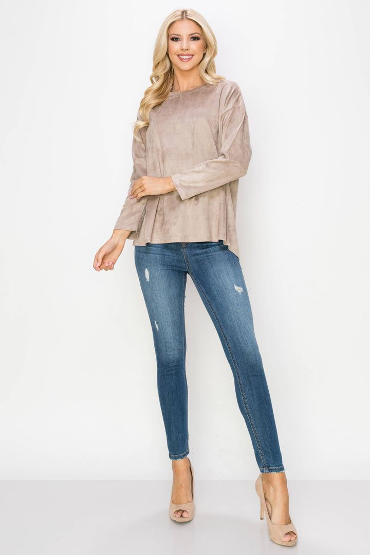 Adi Stretch Suede Top: UMBER / L / A5418