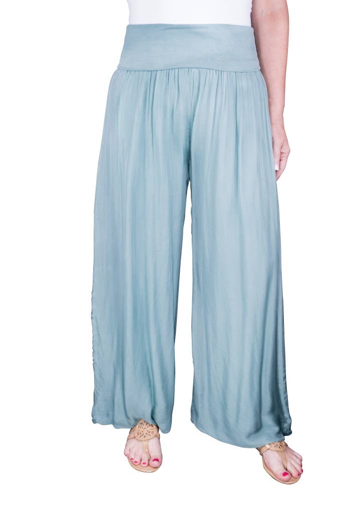 Foldover Waist Silk Pant (PL203):Army