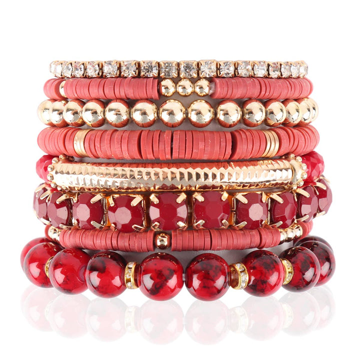 MIX BEAD CHARM STRETCH BRACELET: WHITE