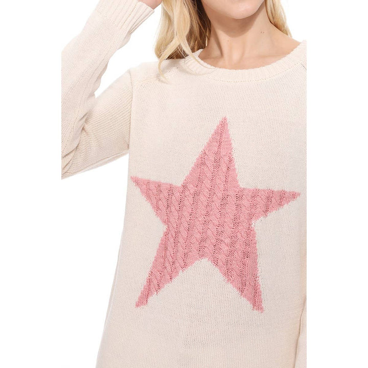 STAR SWEATER: BLACK/PINK / S