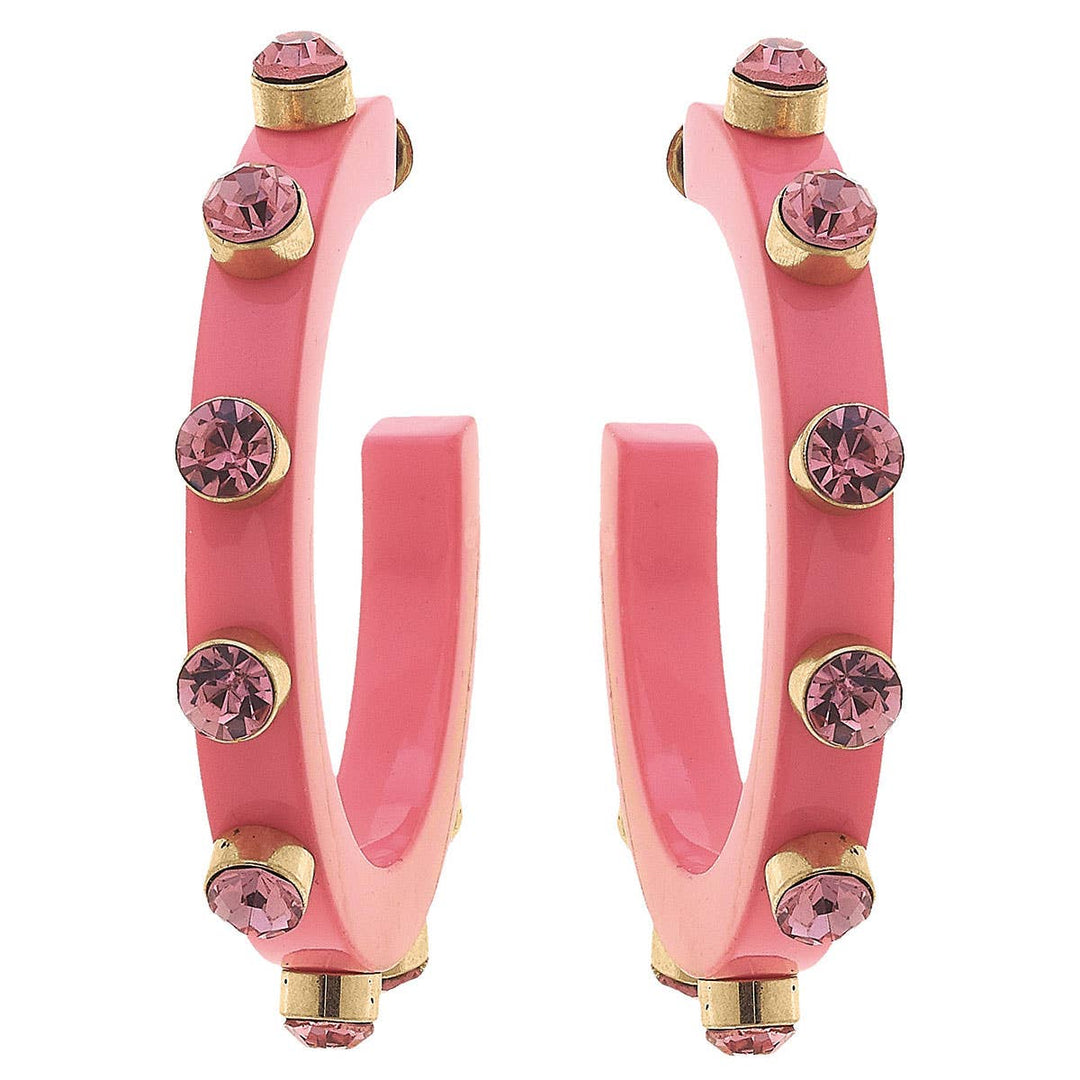 Renee Resin and Rhinestone Hoop Earrings: Cocoa