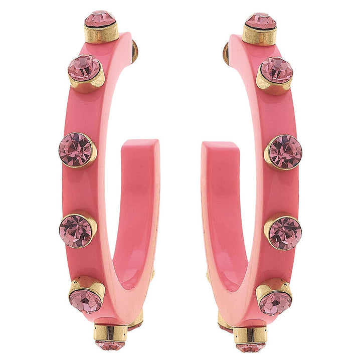 Renee Resin and Rhinestone Hoop Earrings: Cocoa