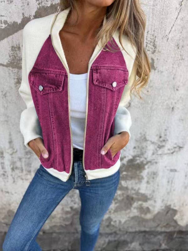 Zip up denim JKT: Grey / S
