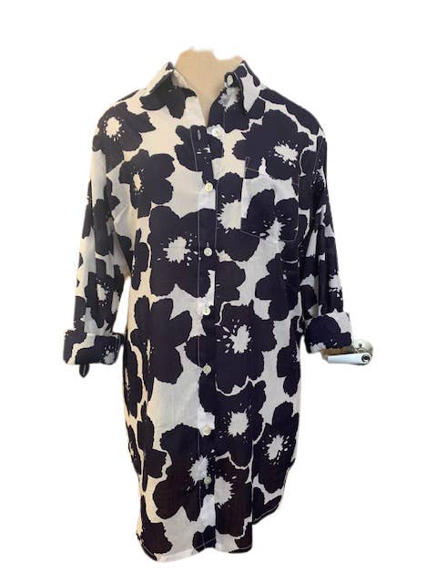 Navy Koko Floral Shirt: XL