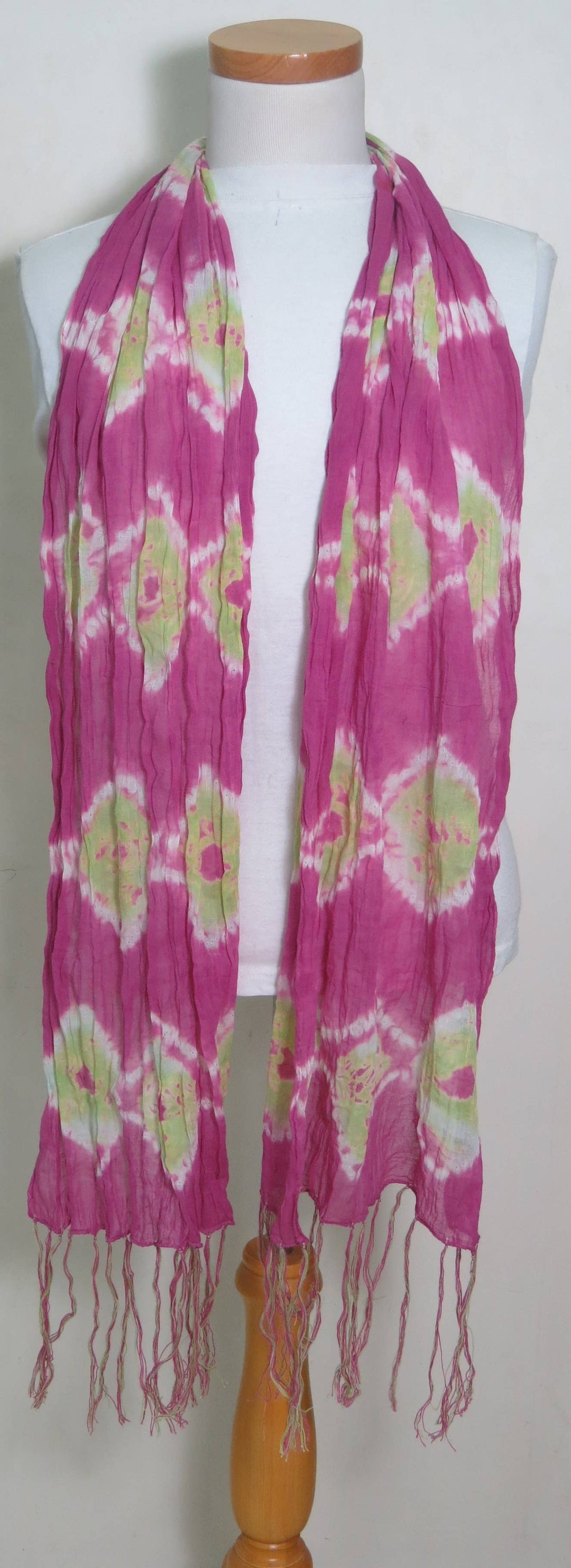 Scarf Tie Dye 100% Cotton tassel Scarves pink lime