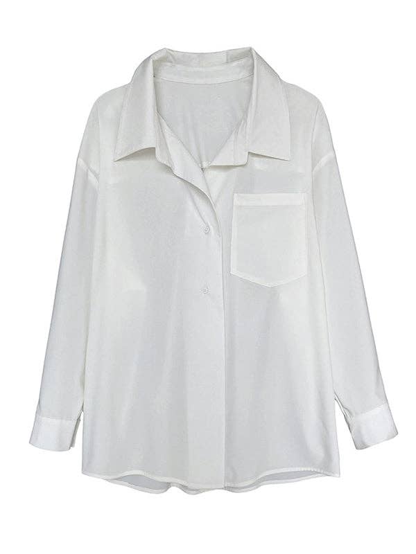 Buttoned Back Blouses: WHITE / M