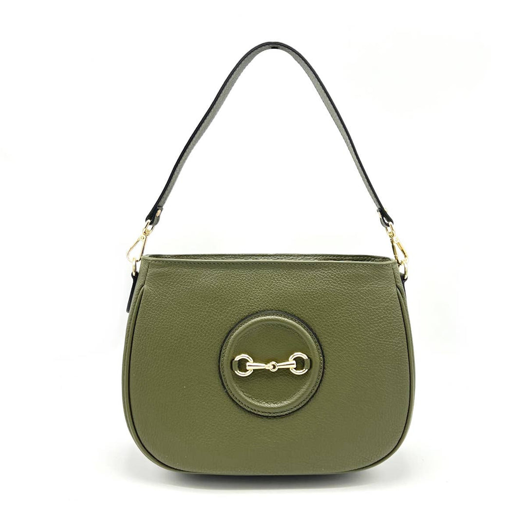 Horse bit Blk Leather Bag Made in Italy