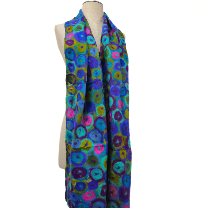 Polka Multi Dot Felt Scarf-Green