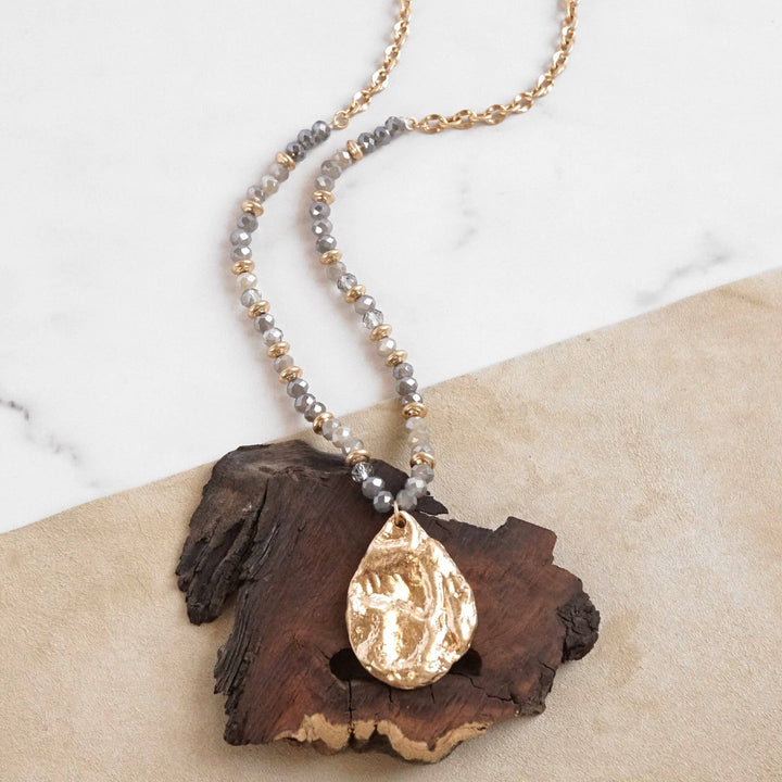 Long Neck Teardrop Pendant - Grey