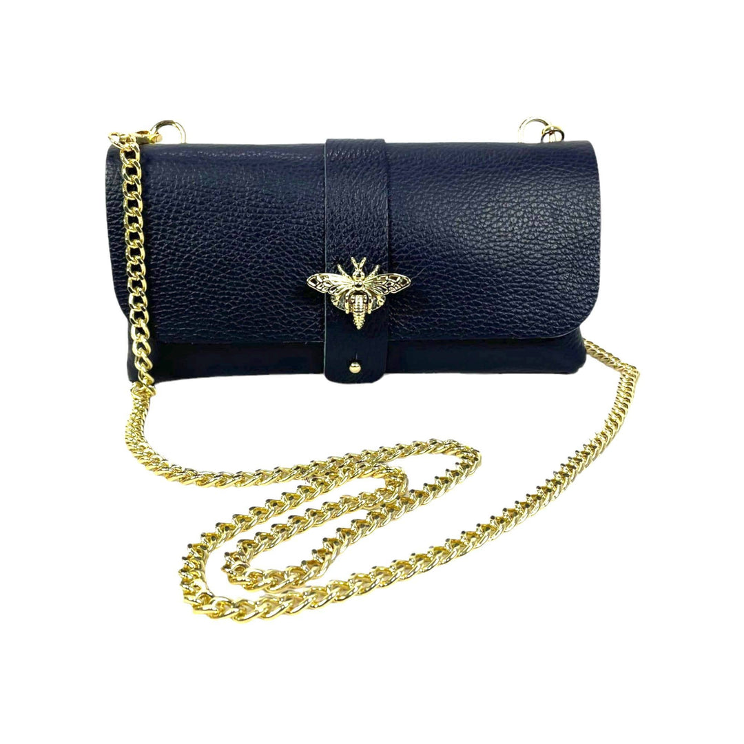 Grain Leather Bag with Dragonfly Clasp: Bordeaux