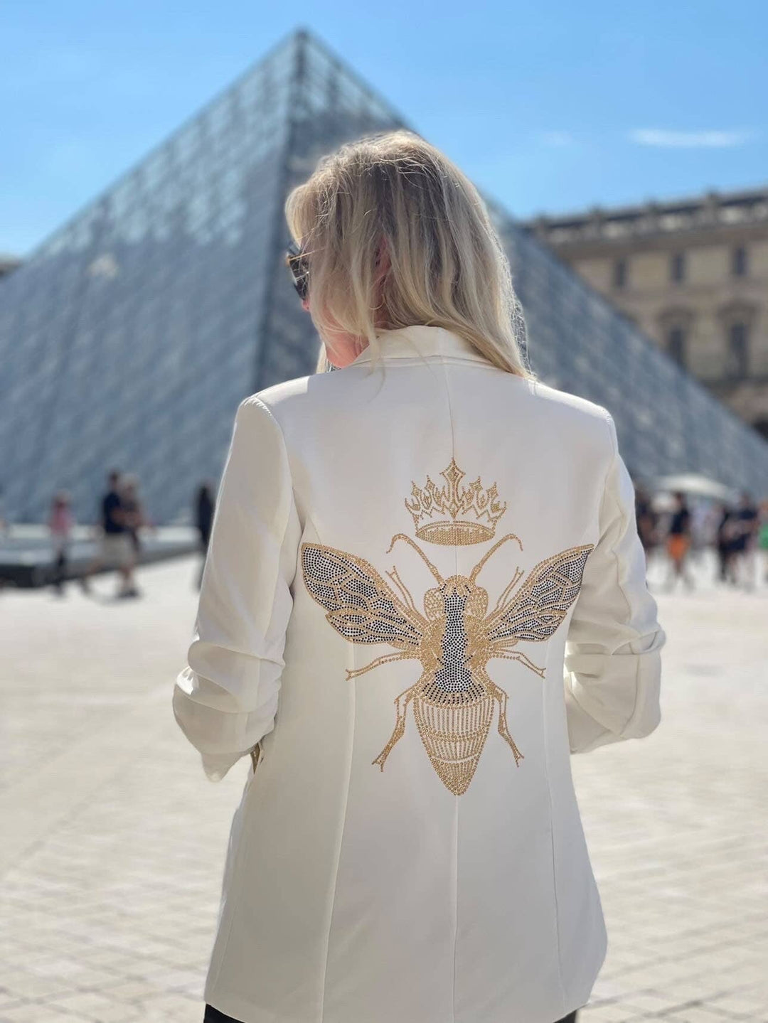 Gold Queen Bee Blazer - White: LARGE