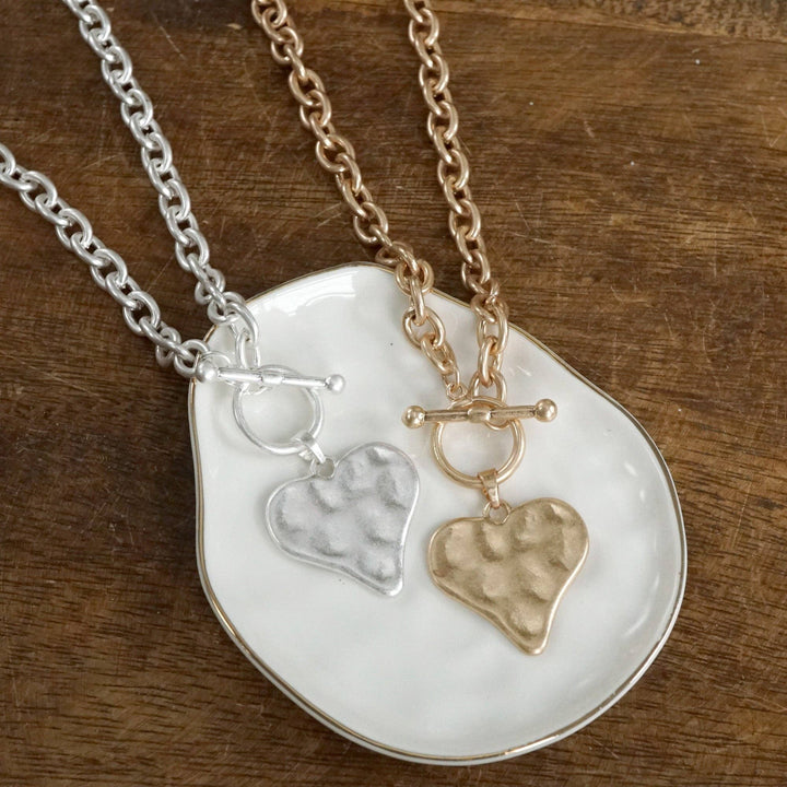Hammered Heart Toggle Neck: Gold