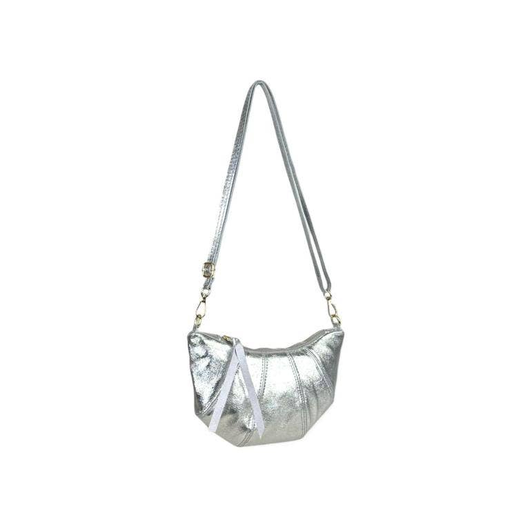Leather Shoulder Bag with Half Moon and Shiny Design B2B: Bronze