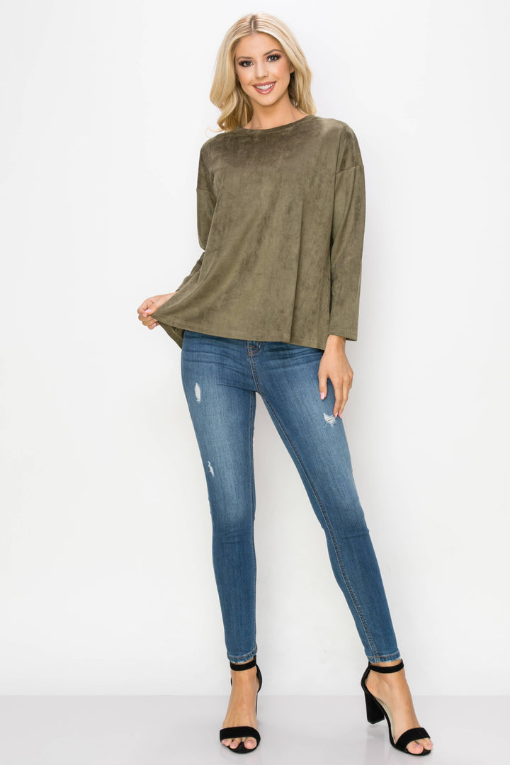 Adi Stretch Suede Top: BLACK / M / A5418