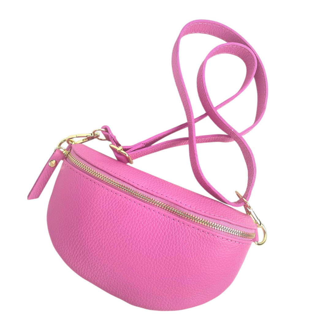 Italian Leather Waist Bag: Orange